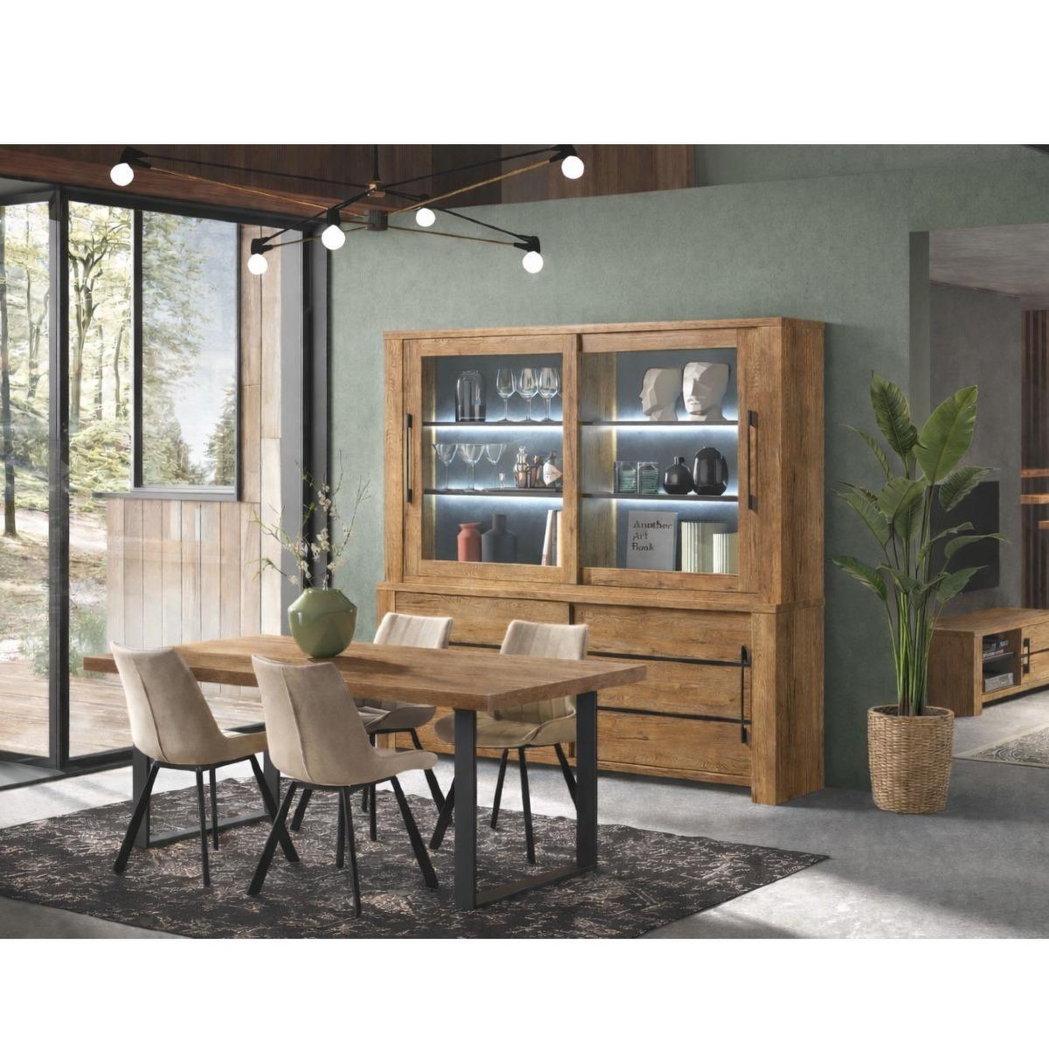 Voir la diapositive 2 : JLC KREATION Salle à manger complète OTTARIA (grande vitrine + table)