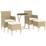 Voir la diapositive 3 : VIDAXL Ensemble de bistro 5 pcs Resine tressee et verre trempe Beige