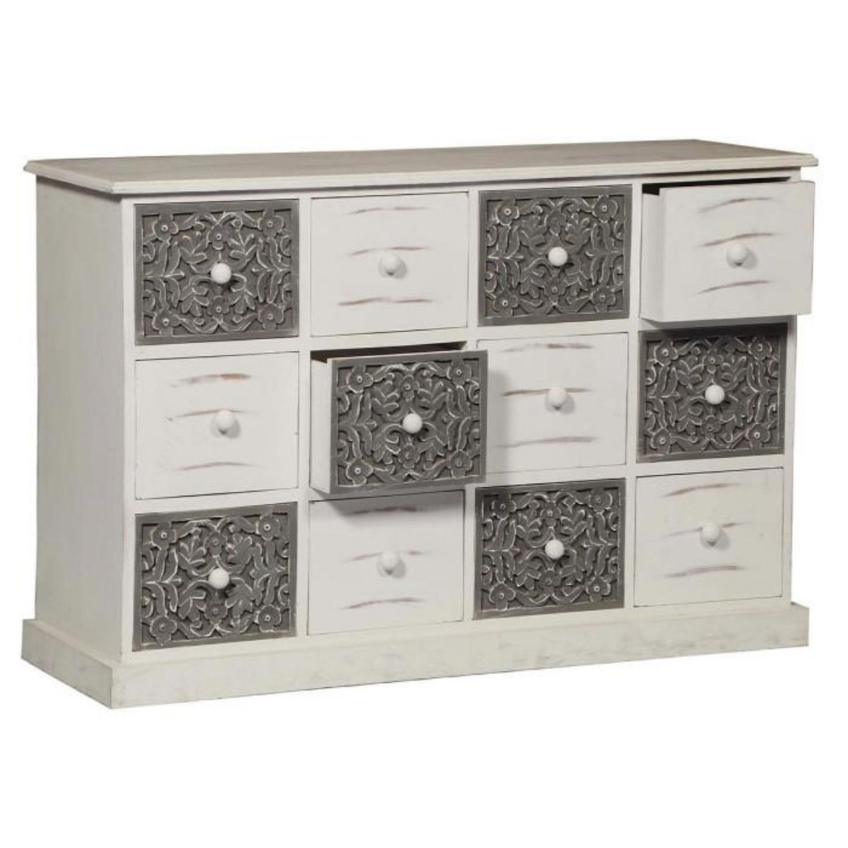 Paris Prix Commode Design 12 Tiroirs  Suzy  120cm Naturel