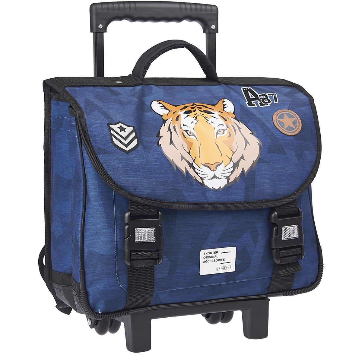 SCOOTER Cartable à roulettes 38 cm CP/CE1/CE2 bleu imprimé TIGRE