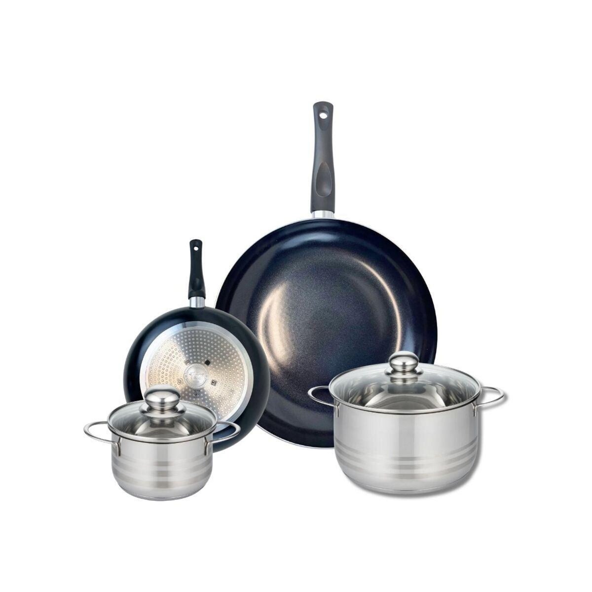 ELO Ensemble de 2 Poêles de cuisson 20 et 32 cm et 2 faitouts 16 et 20 cm Elo Prima Brillant
