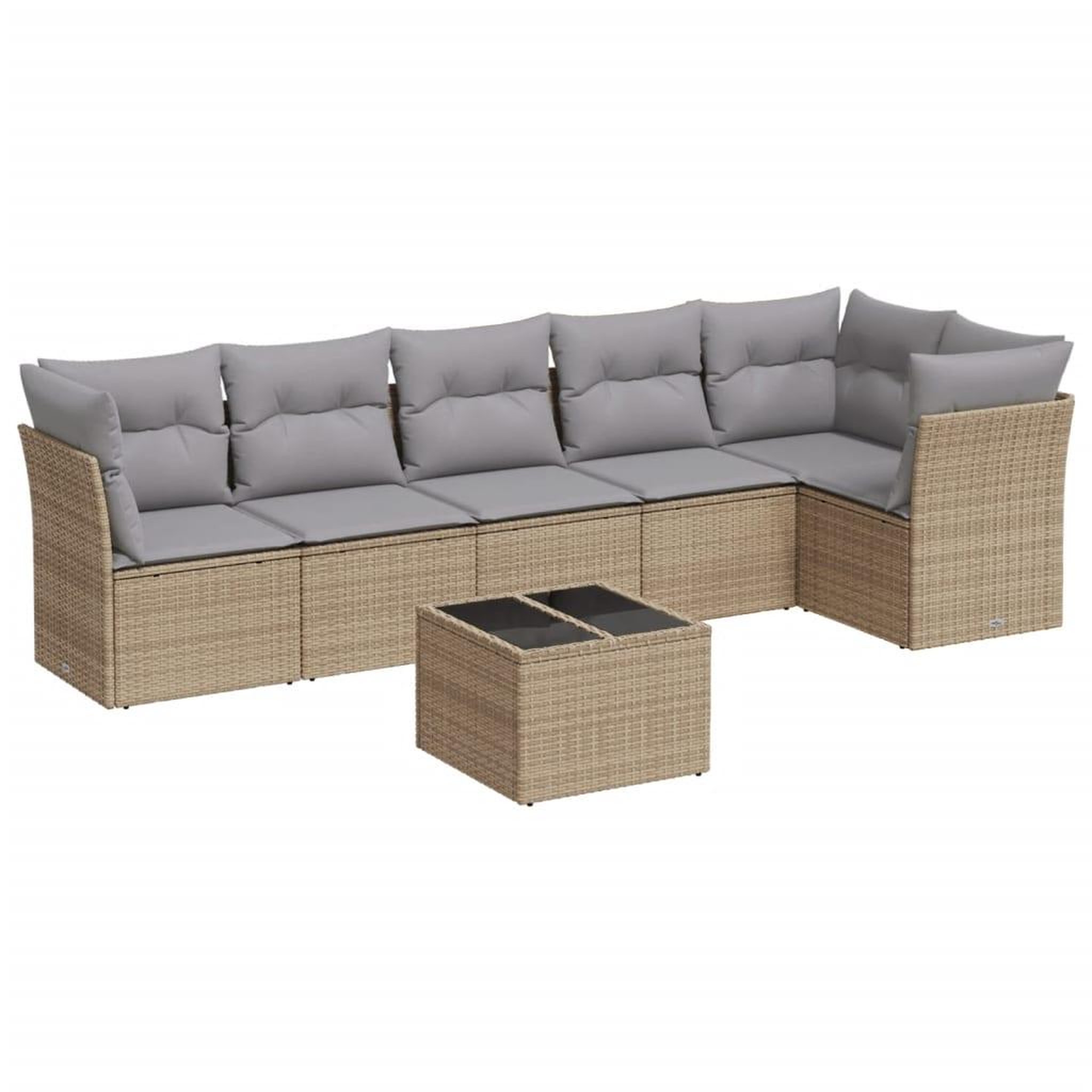 Voir la diapositive 2 : VIDAXL Salon de jardin avec coussins 7 pcs beige resine tressee