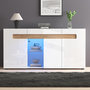 Voir la diapositive 2 : MERAX Buffet 3 porte(s) 0 tiroir(s) - 140 cm blanc+naturel led panneau de particules
