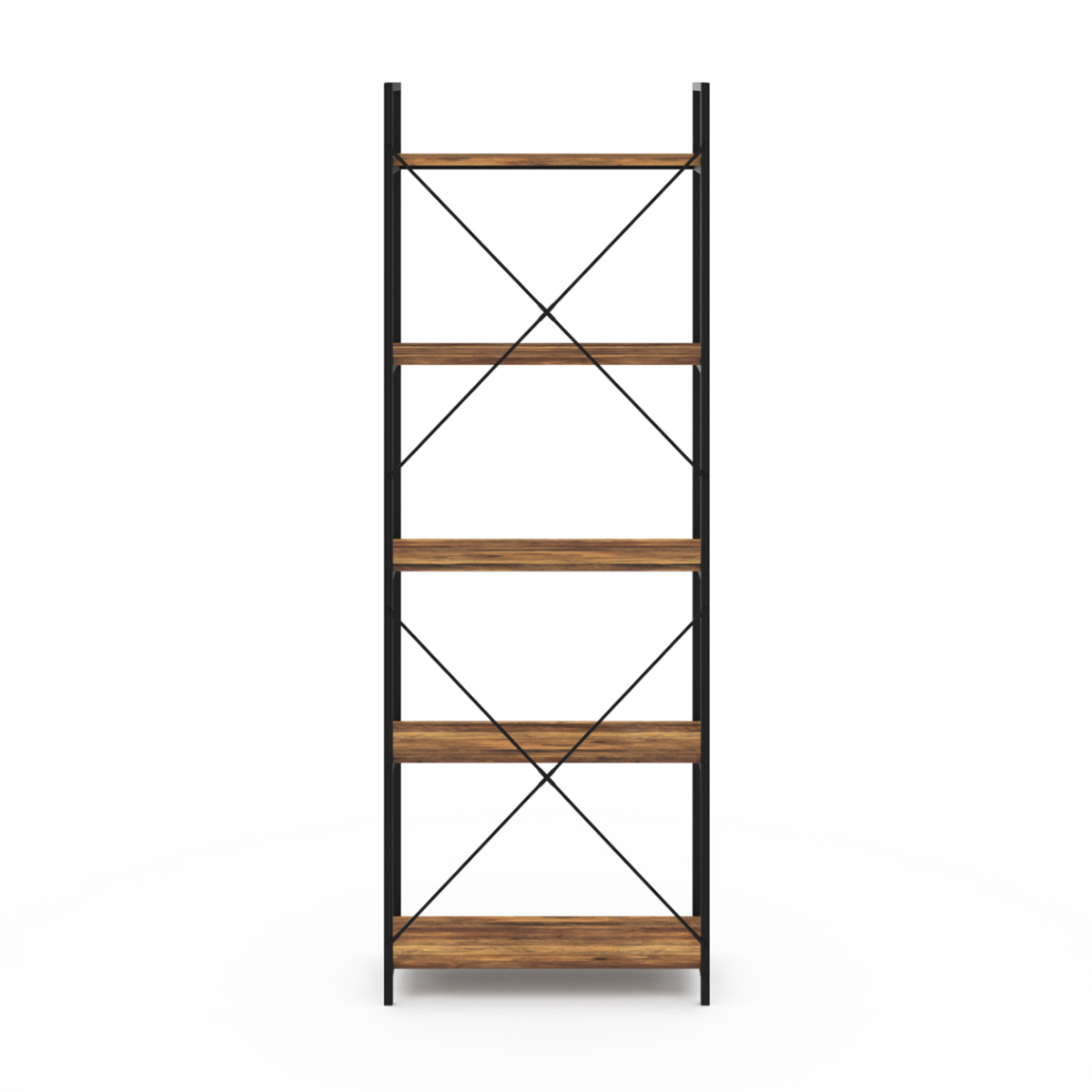 ID MARKET Etagère 5 niveaux HAWKINS bois foncé design industriel 170 cm