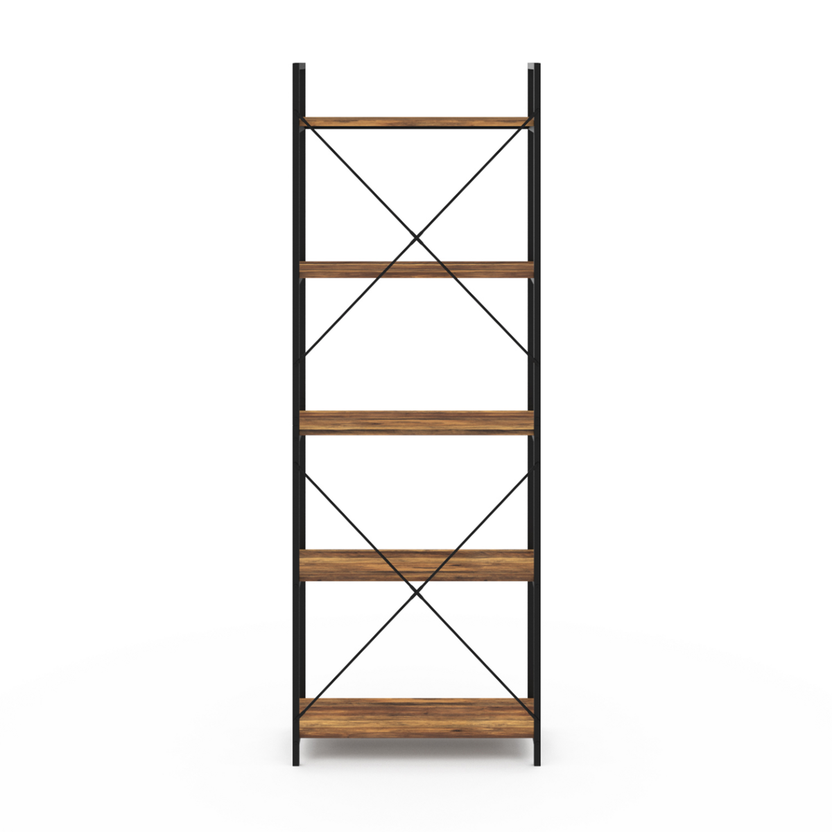 ID MARKET Etagère 5 niveaux HAWKINS bois foncé design industriel 170 cm