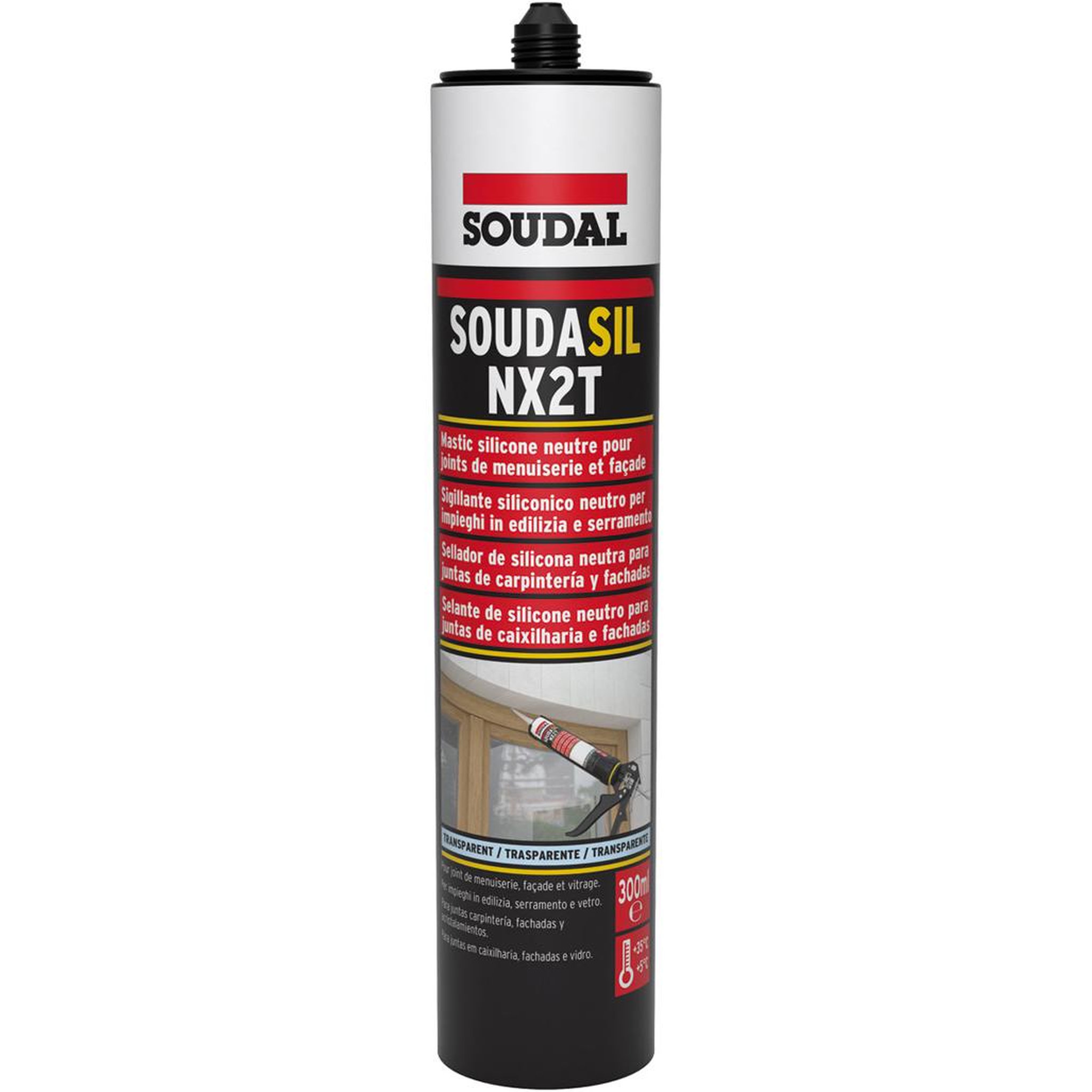 Voir la diapositive 5 : Soudal Cartouche de mastic silicone transparent neutre 300ml soudal