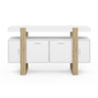 Voir la diapositive 3 : ID MARKET Buffet 140 cm PHOENIX 4 portes blanc et bois