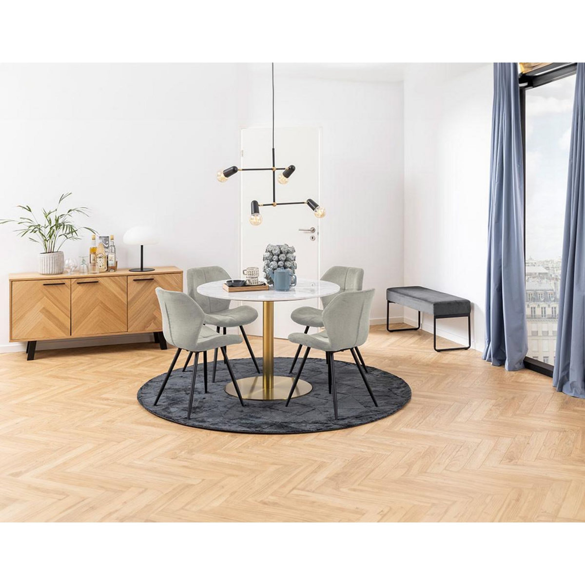 LISA DESIGN Manilla - lot de 2 chaises - en tissu microfibre - pieds en métal