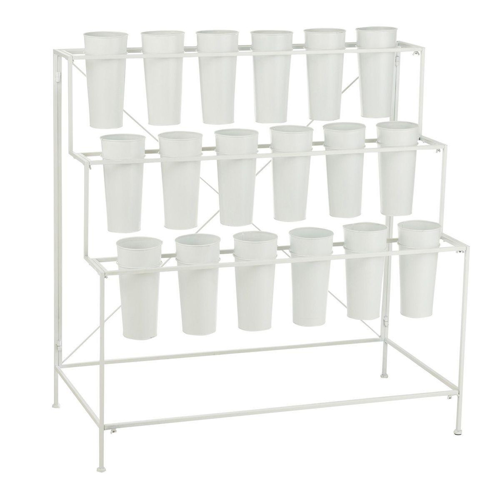 Voir la diapositive 1 : J-LINE Présentoir à fleurs 18 pièces  clarence  95cm blanc