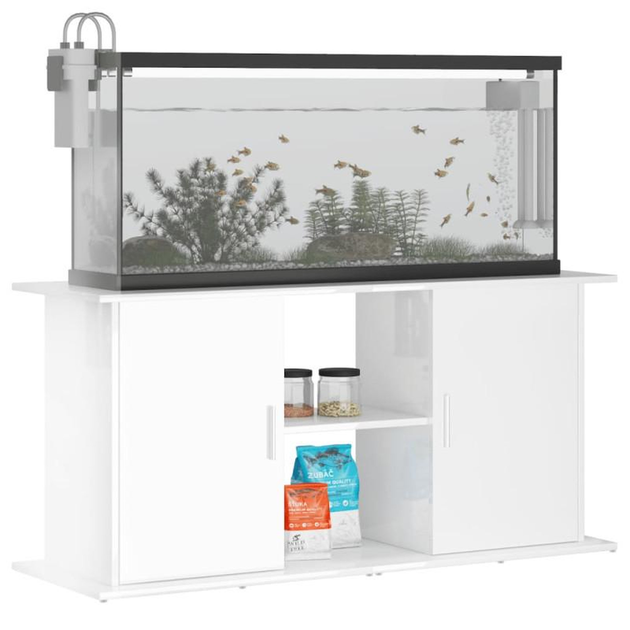 Voir la diapositive 3 : VIDAXL Support d aquarium blanc brillant 121x41x58cm bois d ingénierie