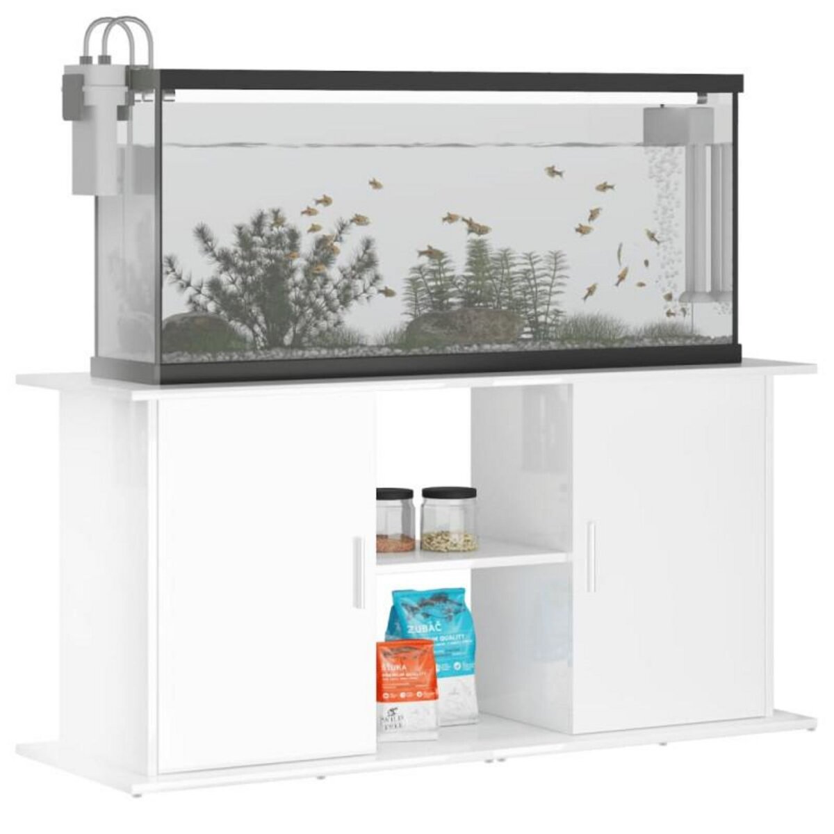 VIDAXL Support d aquarium blanc brillant 121x41x58cm bois d ingénierie