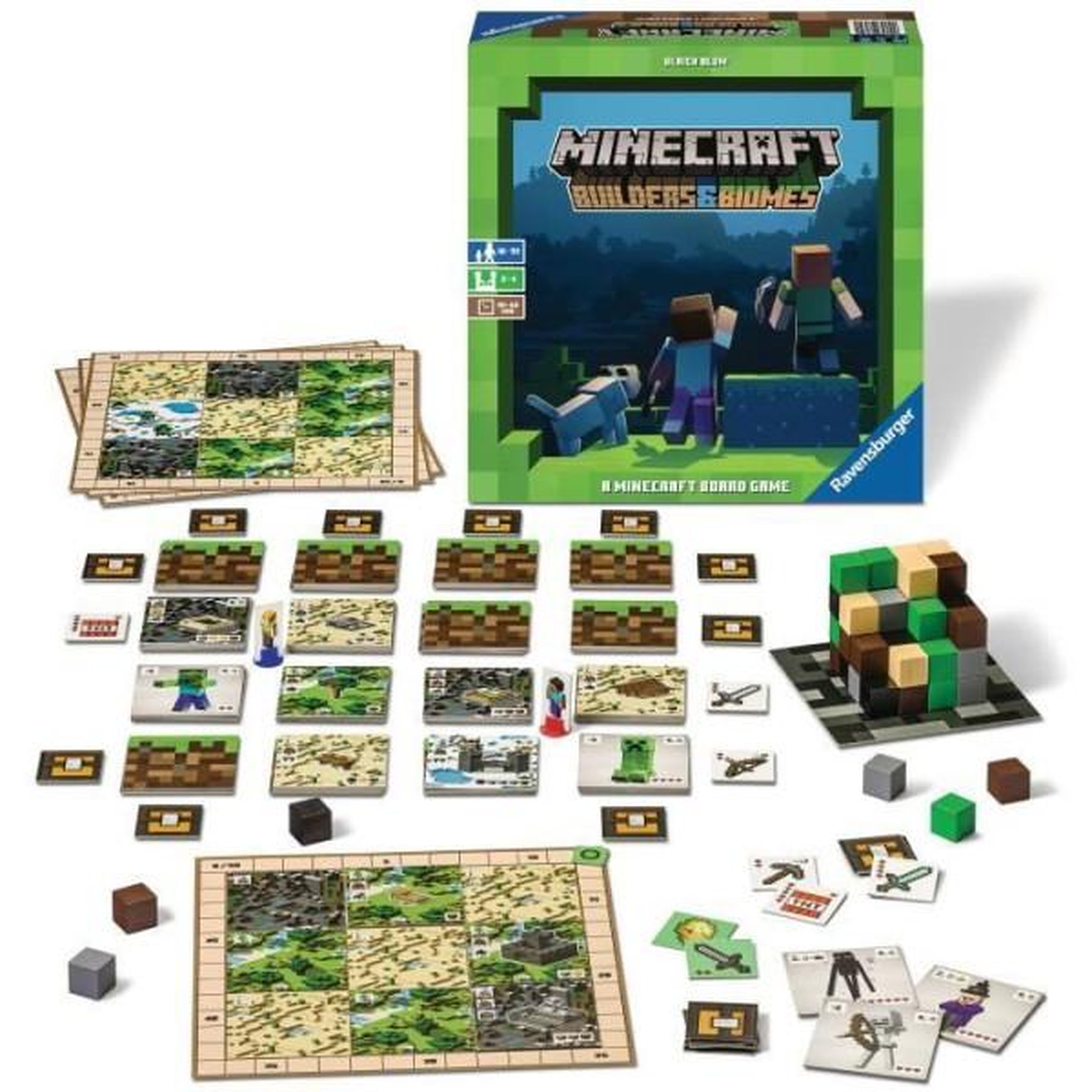 Voir la diapositive 2 : RAVENSBURGER Minecraft builders & biomes, jeu société, issu du vidéo multilingue (français inclus), ravensburger, 26132