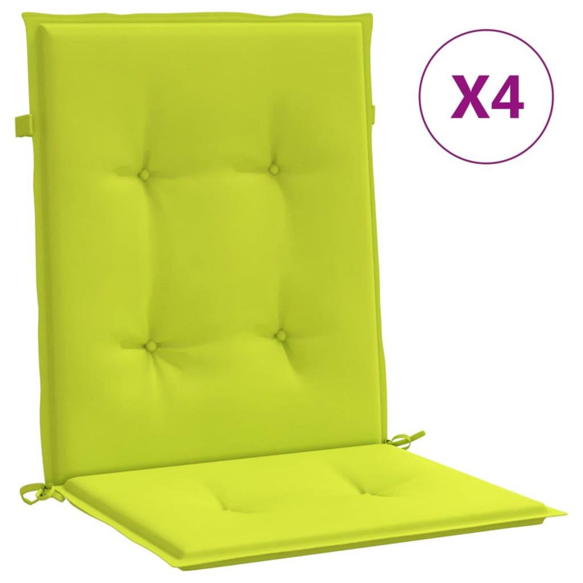 VIDAXL Coussins de chaise de jardin a dossier bas lot de 4 vert vif