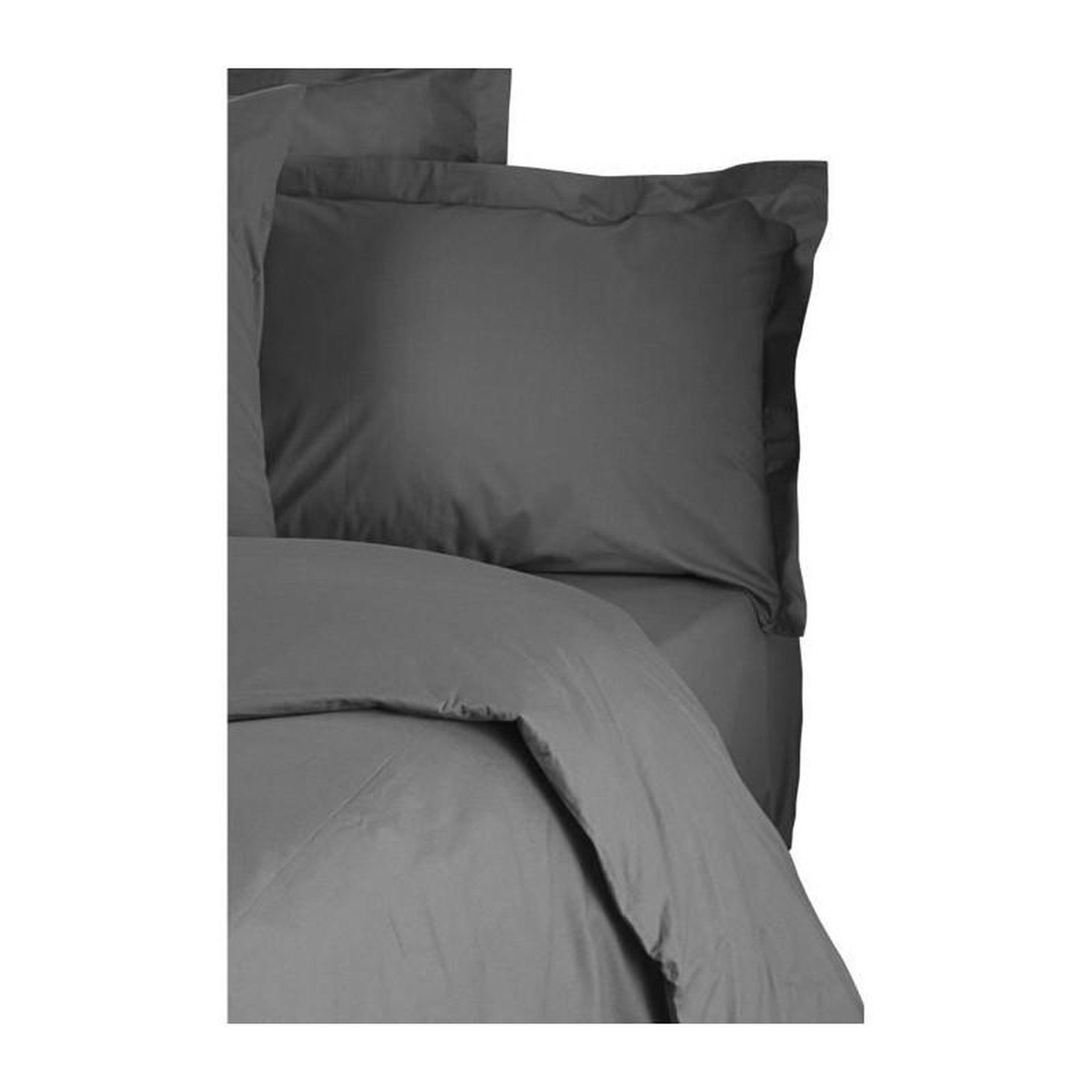 Voir la diapositive 4 : GENERIQUE Parure de lit - 1 housse de couette 220 x 240 cm + 2 taies d'oreiller 60 x 60 cm - 100% coton renforcé - Anthracite