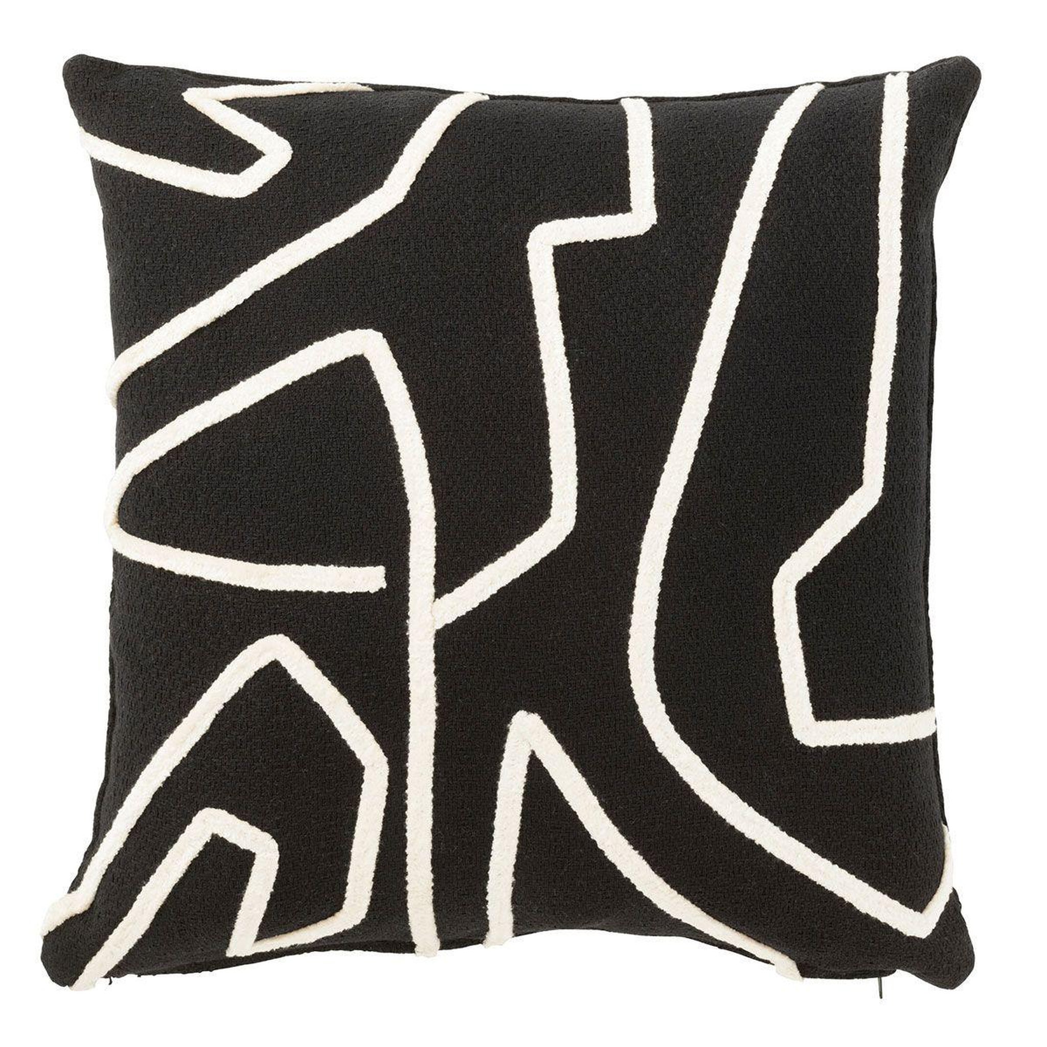 Voir la diapositive 1 : J-LINE Coussin déco imprimé  ligne  43x43cm noir