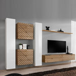 Paris Prix Ensemble Meuble TV  Switch Lamel VI  330cm Naturel & Blanc
