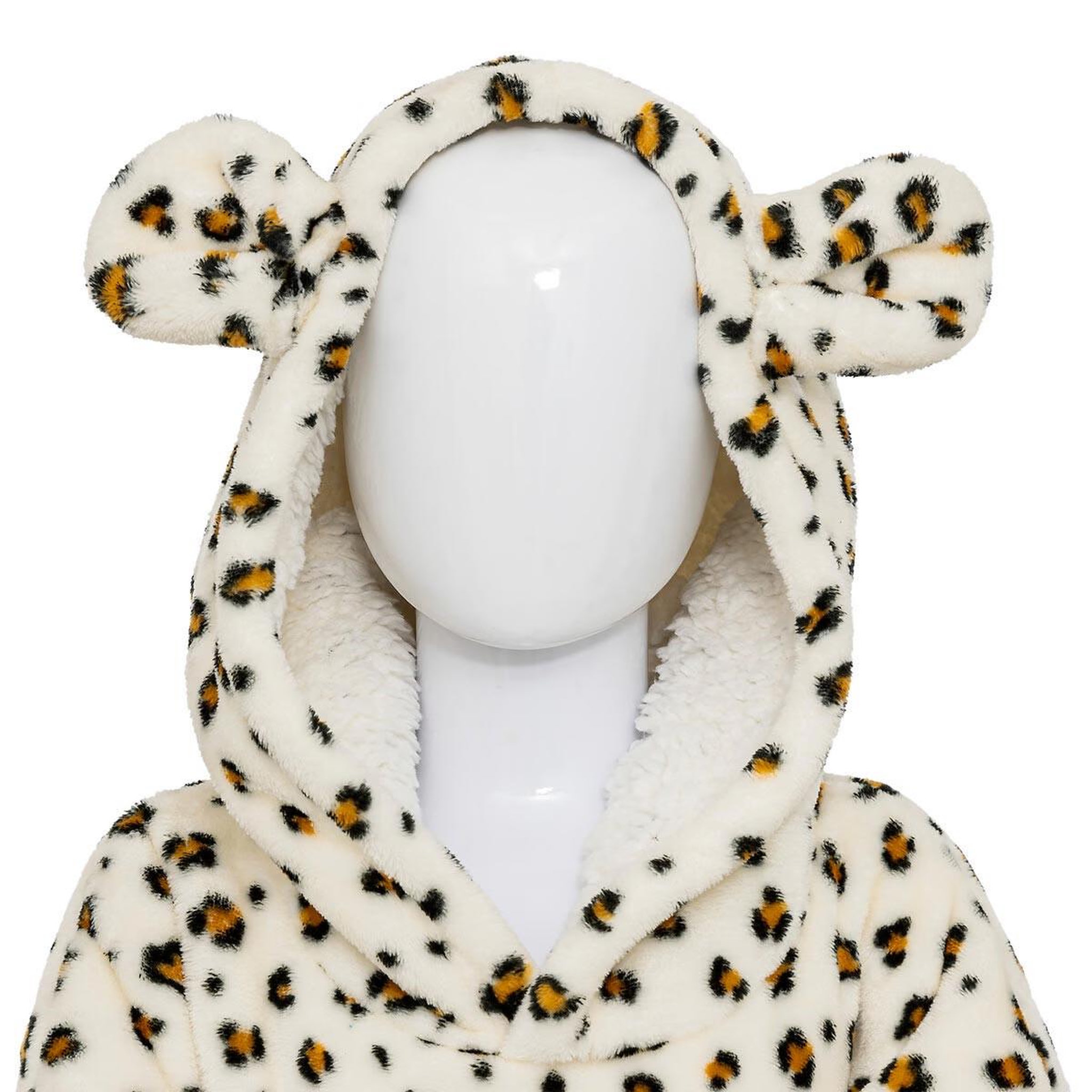 Voir la diapositive 2 : Atmosphera Kids Plaid sweat capuche enfant  léopard  60x95cm ocre