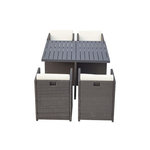 CONCEPT USINE Table et chaise 4 places encastrables alu résine noir-blanc SUNSET