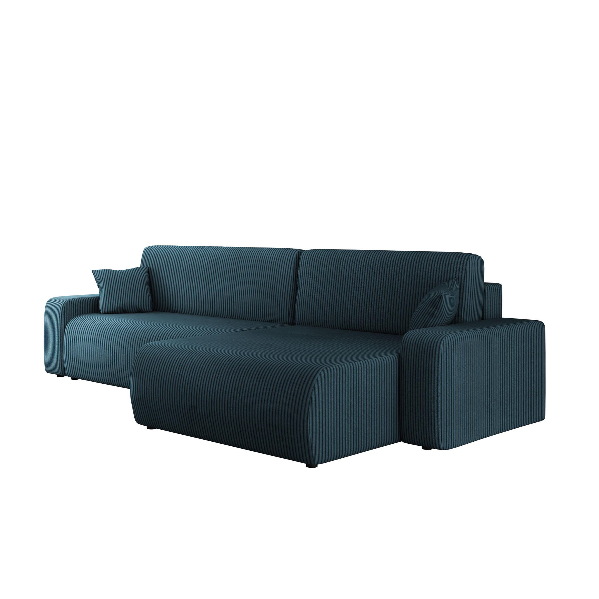 Voir la diapositive 6 : BEST MOBILIER Artemisa - canapé d'angle réversible 5 places convertible avec coffre en velours côtelé
