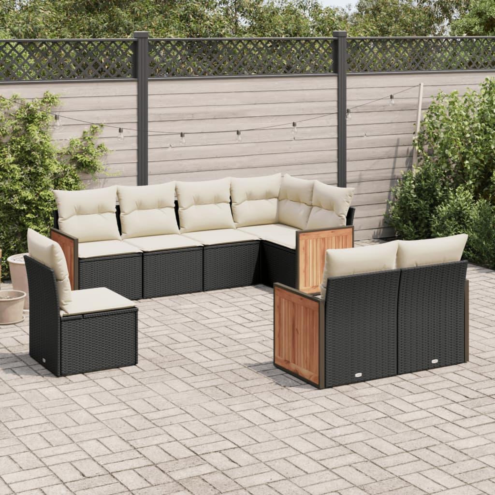 VIDAXL Salon de jardin 8 pcs avec coussins noir resine tressee