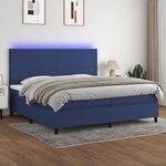 VIDAXL Sommier a lattes de lit et matelas et LED Bleu 200x200 cm Tissu