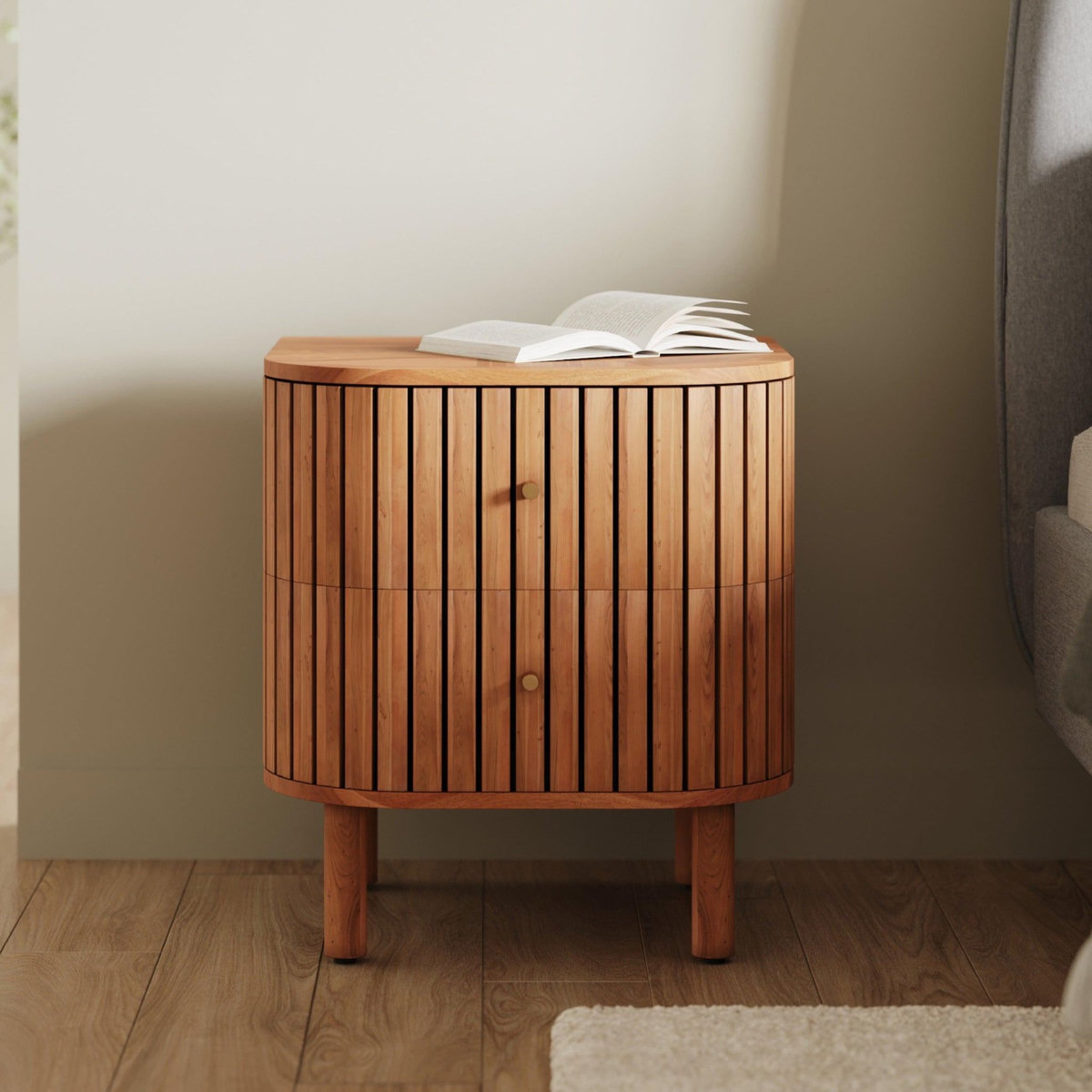 Rendez vous déco Table de chevet  en bois d'acacia 2 tiroirs-Paola