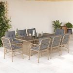 VIDAXL Ensemble a manger de jardin et coussins 9 pcs melange beige