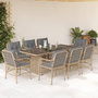 Voir la diapositive 1 : VIDAXL Ensemble a manger de jardin et coussins 9 pcs melange beige