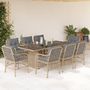 Voir la diapositive 1 : VIDAXL Ensemble a manger de jardin et coussins 9 pcs melange beige