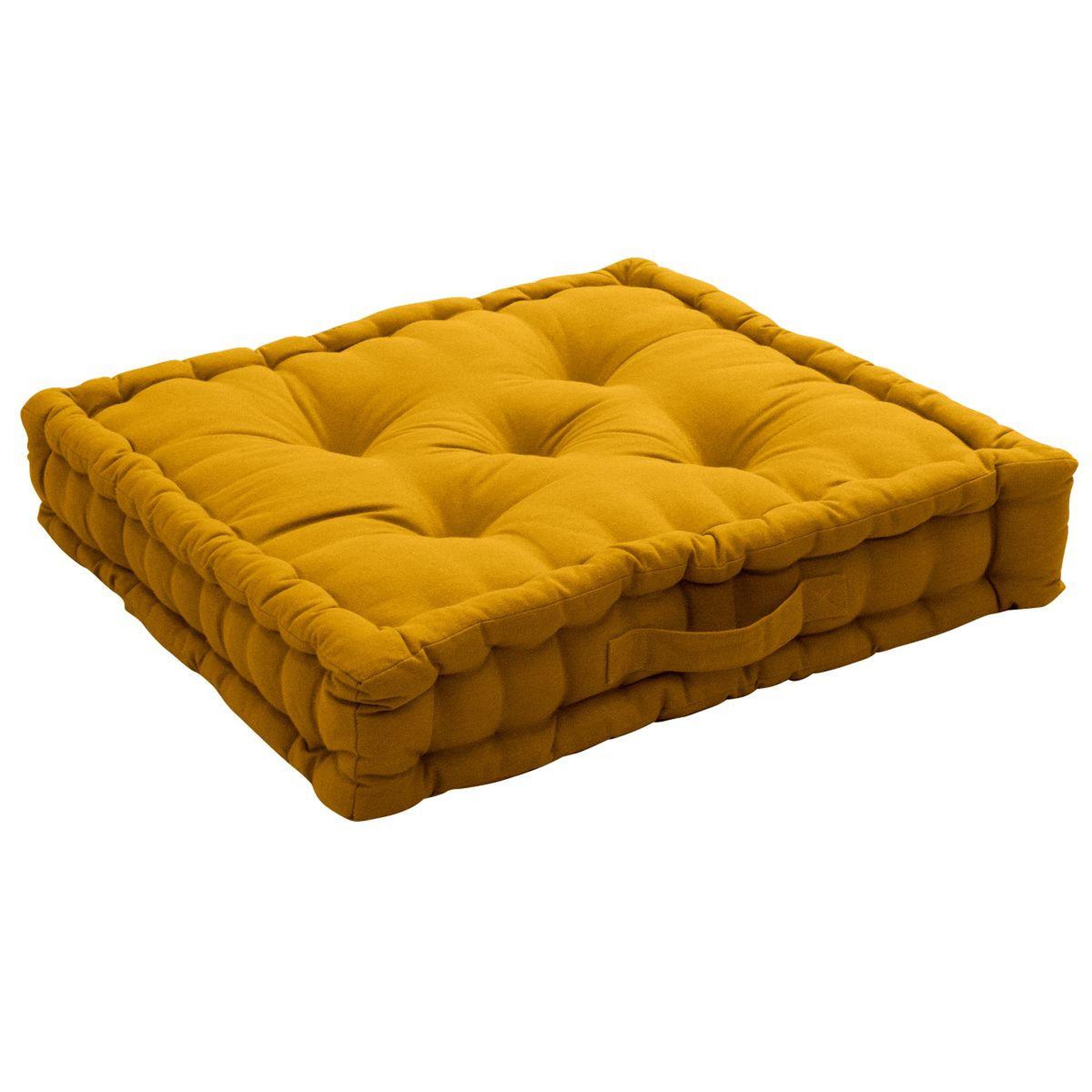 ENJOY HOME Coussin de sol uni  panama  50x50cm moutarde