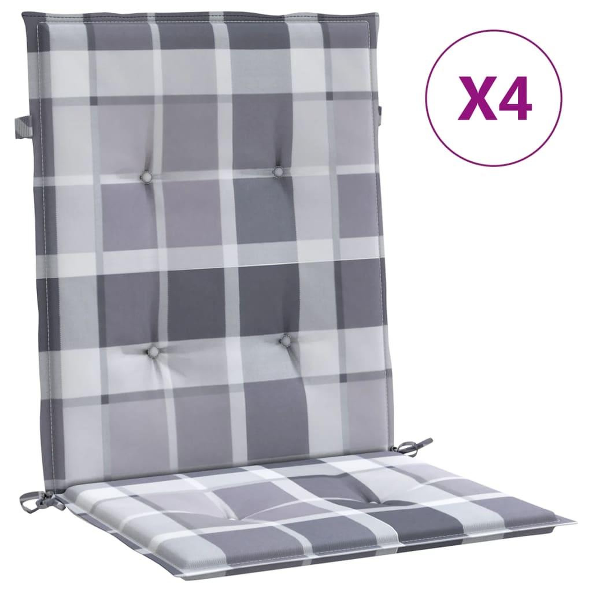 Voir la diapositive 2 : VIDAXL Coussins de chaise de jardin a dossier bas lot de 4