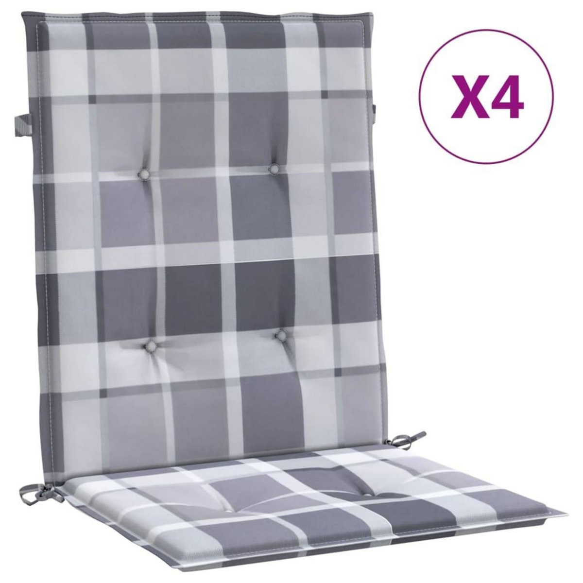 VIDAXL Coussins de chaise de jardin a dossier bas lot de 4