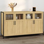 Voir la diapositive 2 : ID MARKET Buffet 140 cm DETROIT 4 portes avec vitrines design industriel