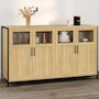 Voir la diapositive 2 : ID MARKET Buffet 140 cm DETROIT 4 portes avec vitrines design industriel