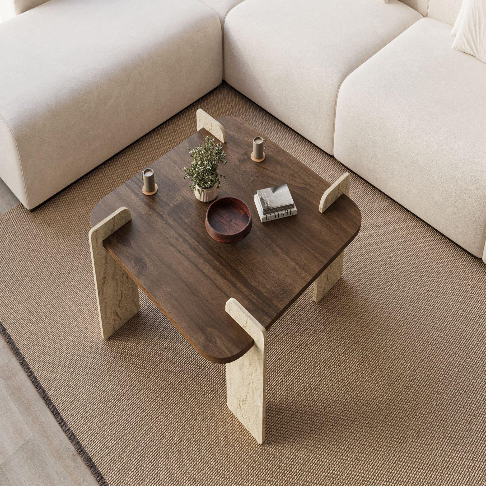 Voir la diapositive 4 : Habitat et Jardin Table basse en bois  afrolli  - 90 x 90 x 35 cm - marron