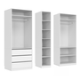 Voir la diapositive 3 : ID MARKET Dressing modulable TAYLOR 200 x 55 x 200 cm 3 modules avec penderies + étagères + tiroirs blanc