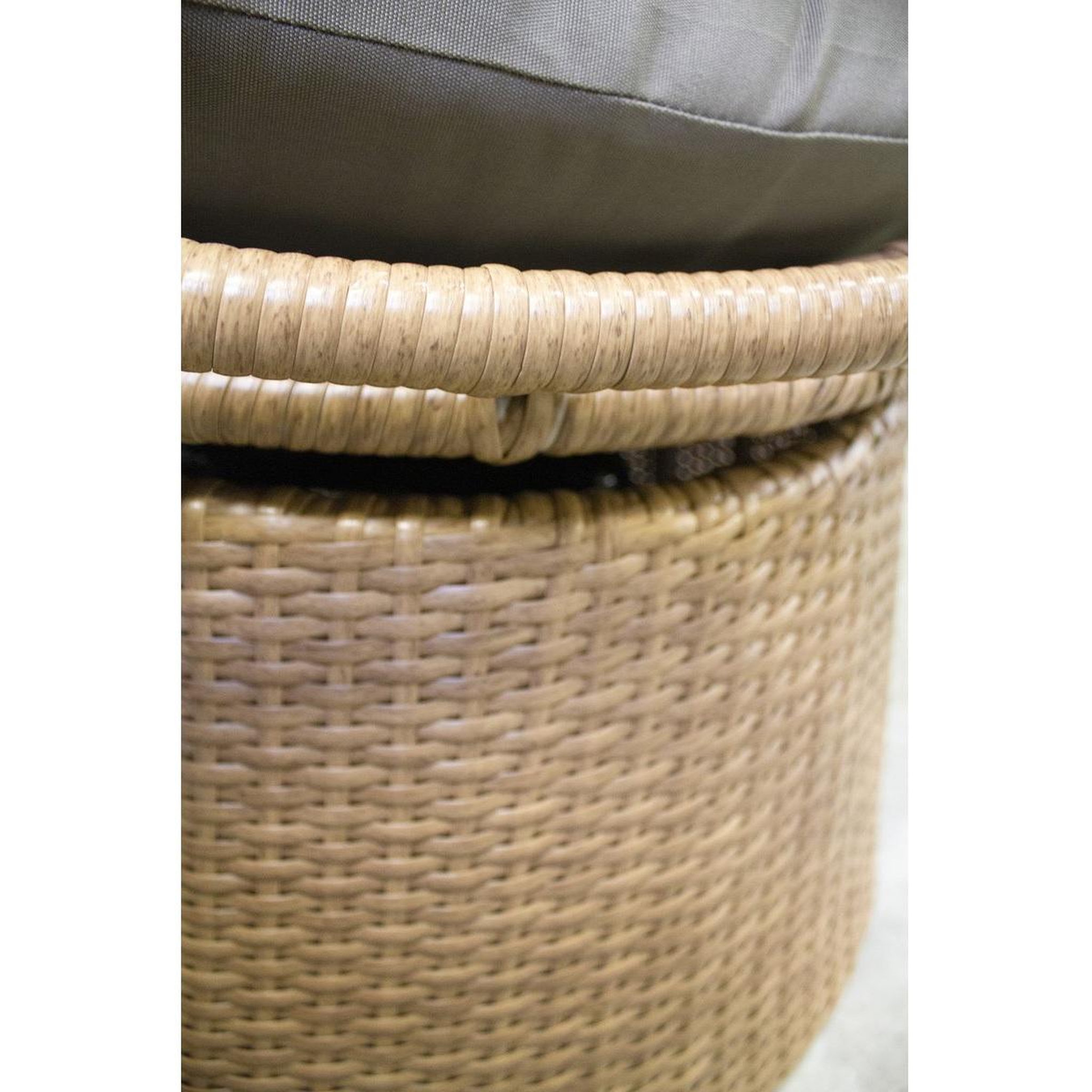 Voir la diapositive 5 : PARIS GARDEN Balancelle de jardin en résine tressée avec coussin taupe BORABORA