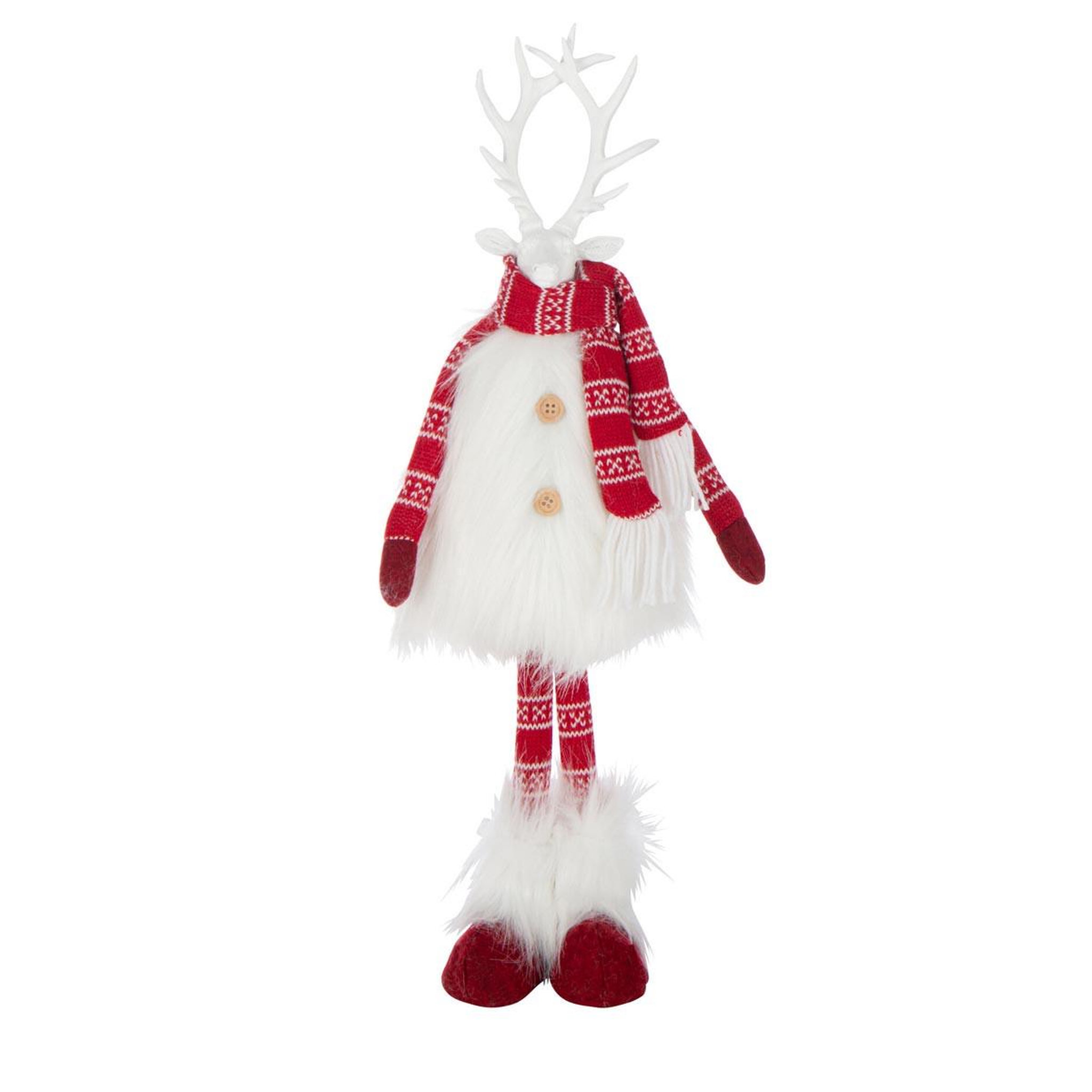 J-LINE Cerf imitation fourrure  foulard  54cm blanc & rouge