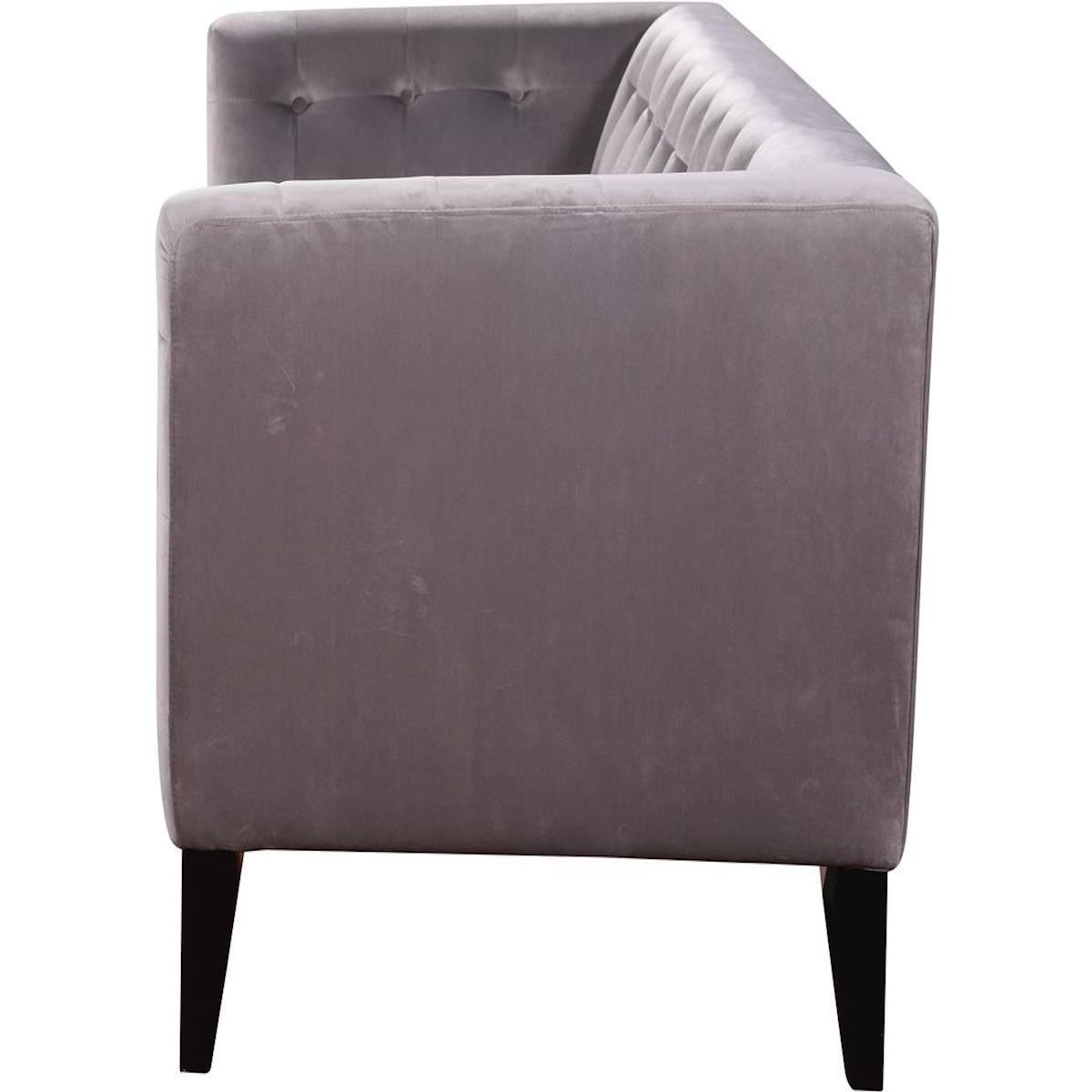 Habitat et Jardin Canapé droit fixe en velours  Vanessa  - 3 places - Gris clair