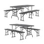 Voir la diapositive 2 : SWEEEK Lot de 2 tables de réception pliantes acier 2 bancs Fiesta 180cm gris foncé
