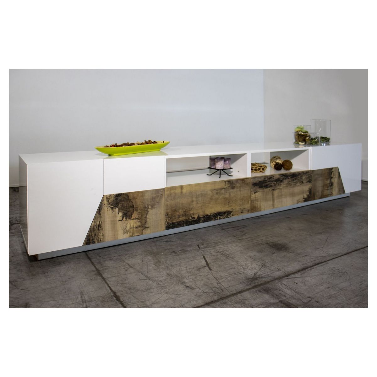 Meuble TV moderne 4 portes 2 tiroirs L200cm SORRENTE