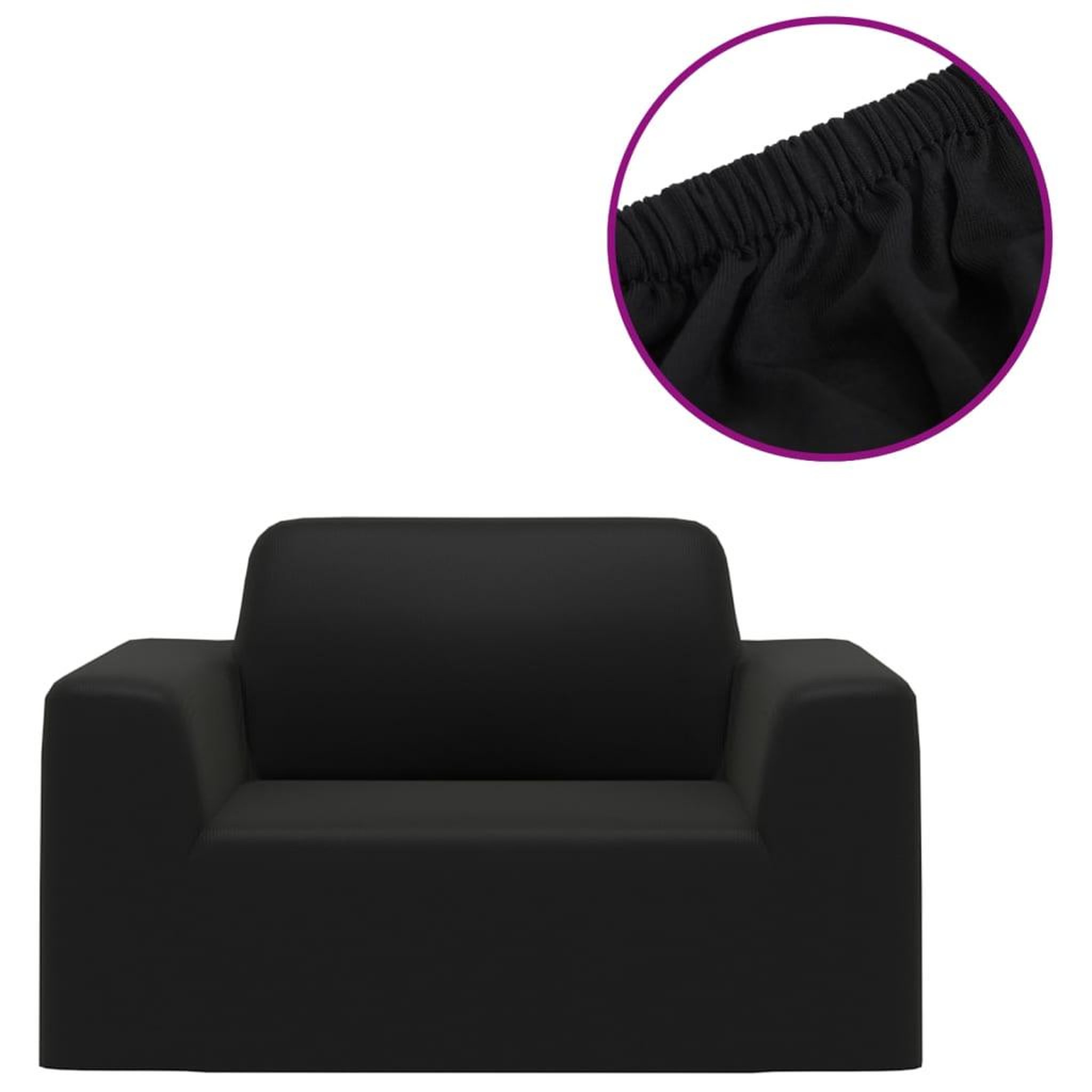 Voir la diapositive 2 : VIDAXL Housse extensible de canape Noir Jersey de polyester