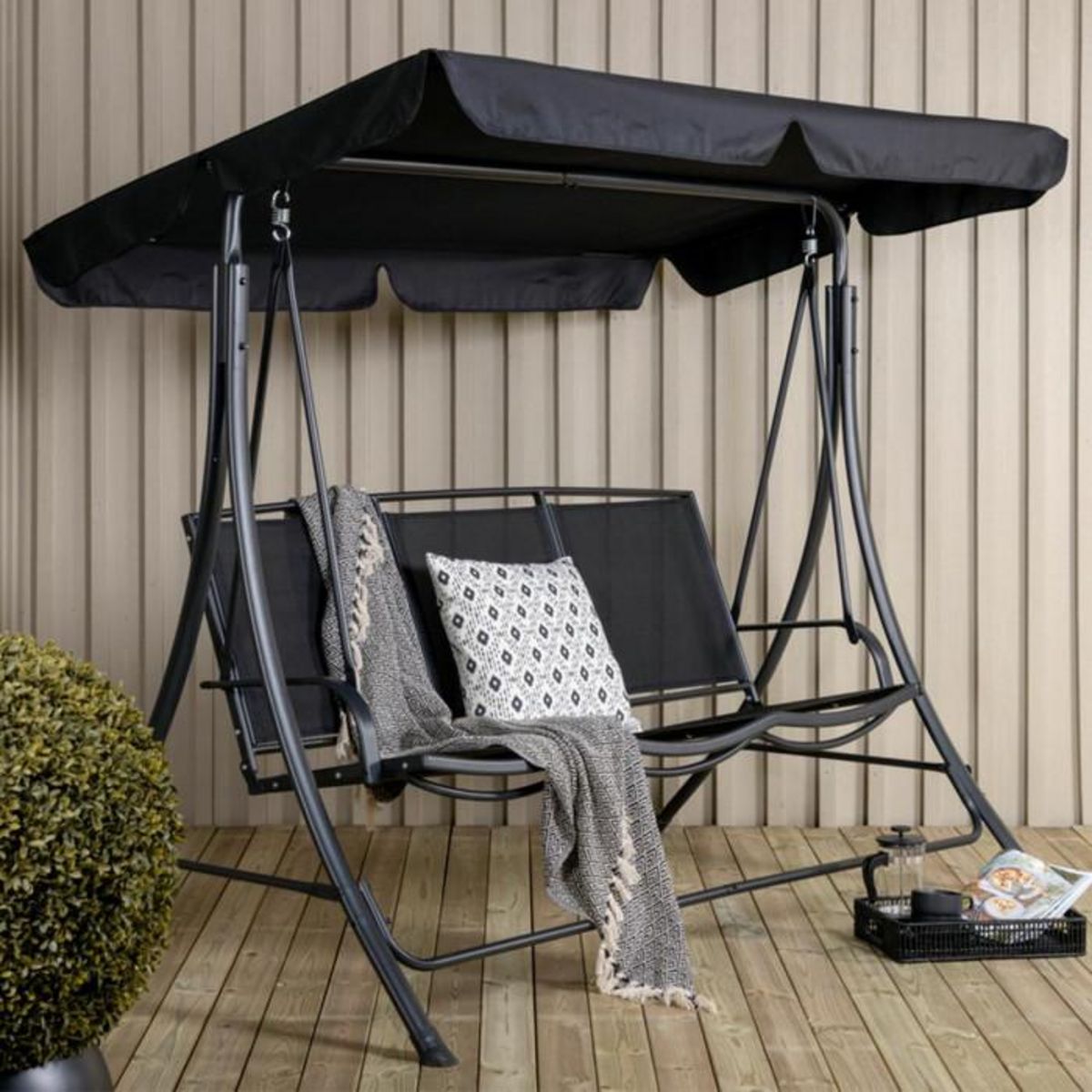 Paris Prix Balancelle de Jardin 3 Places  Madras  160cm Noir