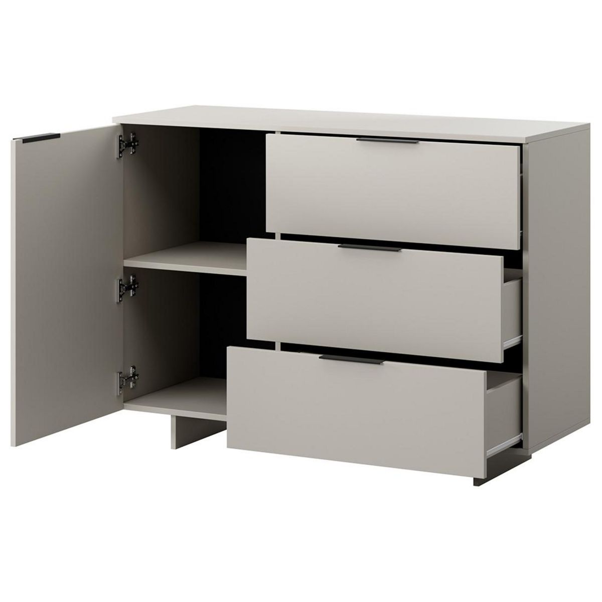 BEST MOBILIER Canterbury - buffet bas - beige - 3 tiroirs et 1 porte - 120 cm