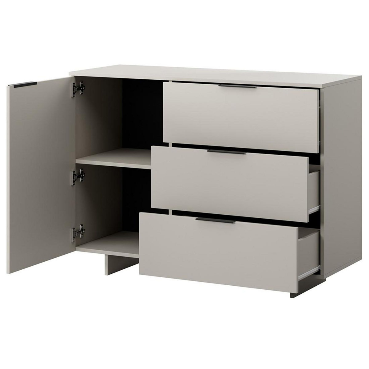 BEST MOBILIER Canterbury - buffet bas - beige - 3 tiroirs et 1 porte - 120 cm