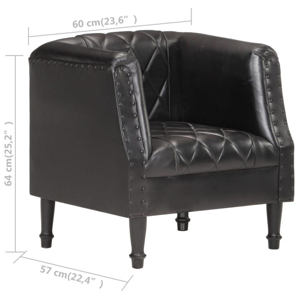 VIDAXL Chaise cabriolet Noir Cuir veritable de chevre