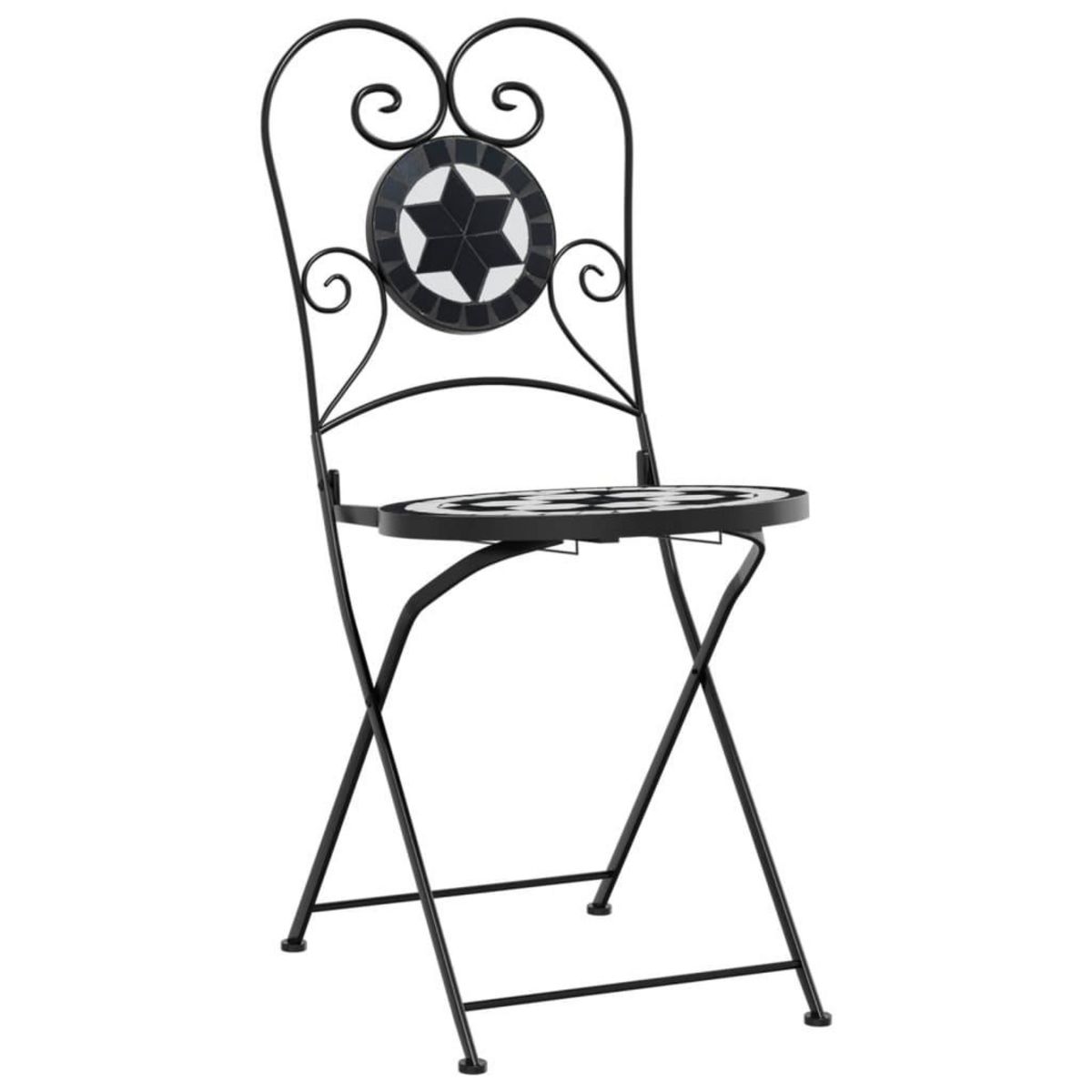 VIDAXL Chaises de bistro pliables lot de 2 noir et blanc ceramique