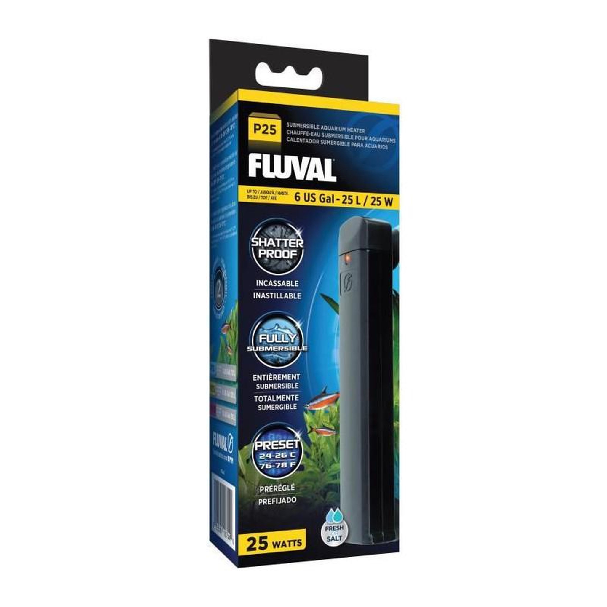 Voir la diapositive 2 : Fluval FLUVAL Chauffe-eau FL P25 Pre-set Aquarium Heater - Pour poisson