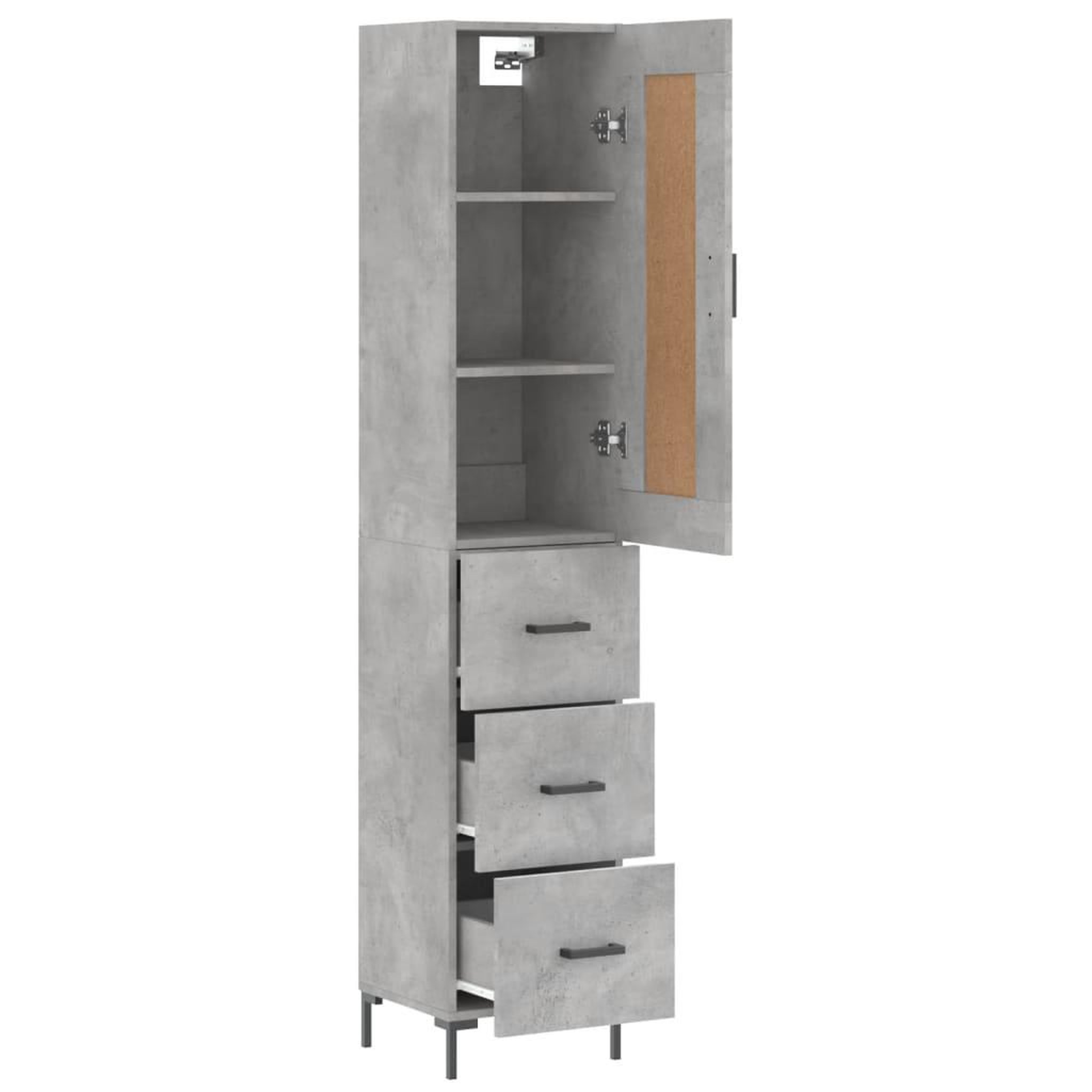 Voir la diapositive 4 : VIDAXL Buffet haut Gris beton 34,5x34x180 cm Bois d'ingenierie