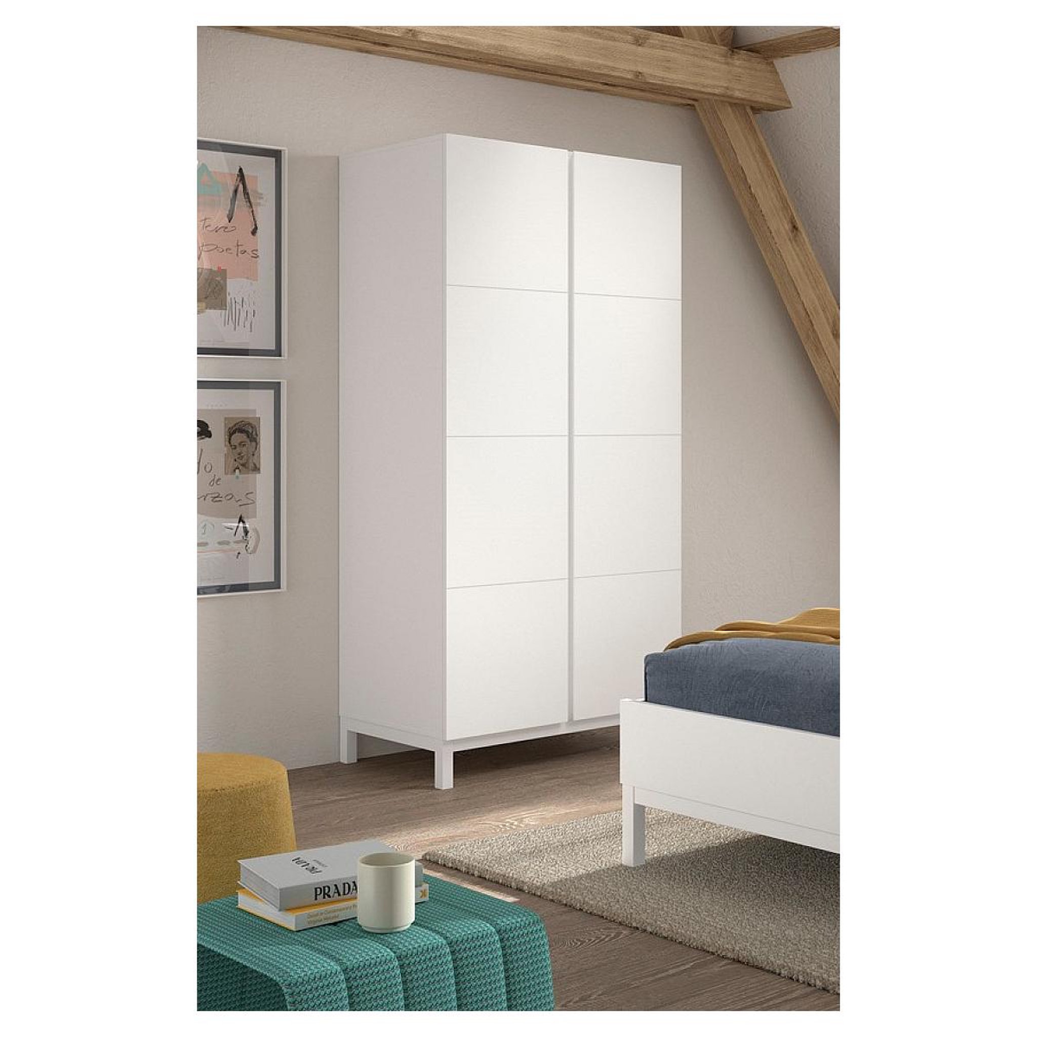 Voir la diapositive 2 : Vipack Armoire eva 2 portes blanc